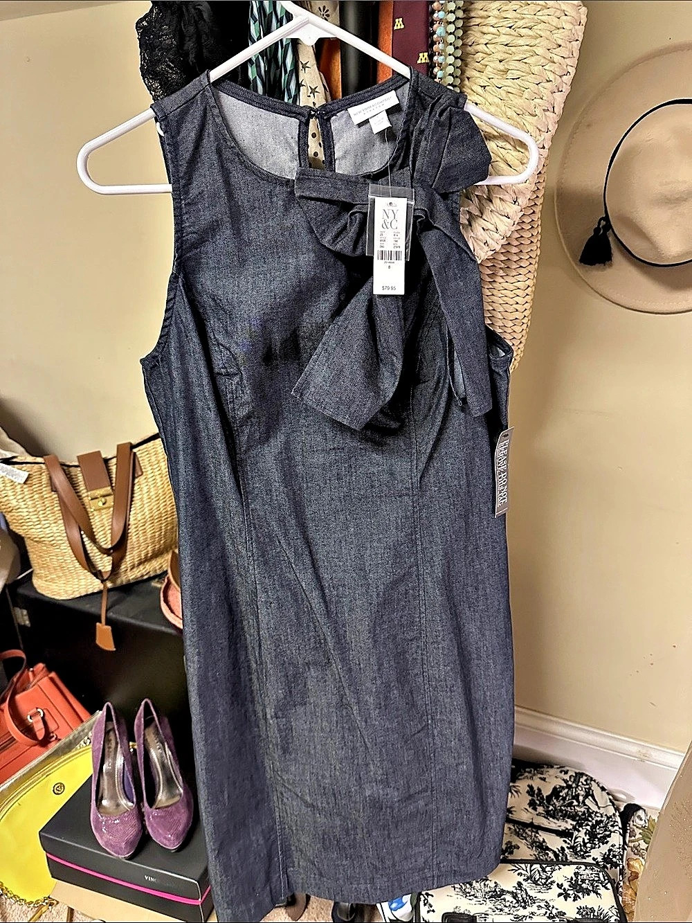 New York & Company Denim Mini Dress Size 8 NWT
